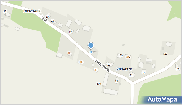 Raszówek, Raszówek, 18, mapa Raszówek