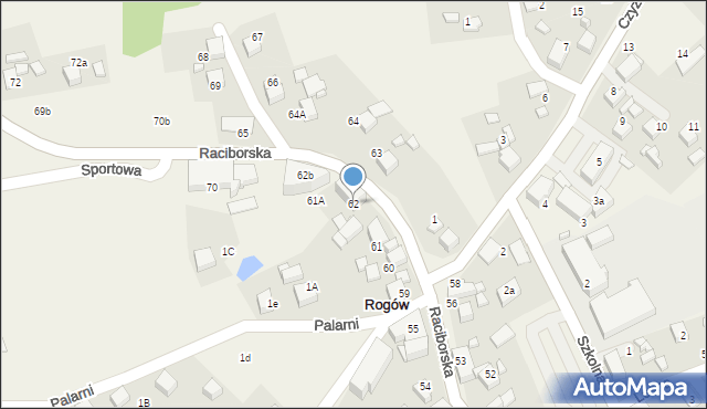 Rogów, Raciborska, 62, mapa Rogów