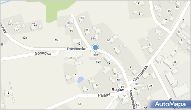 Rogów, Raciborska, 62b, mapa Rogów