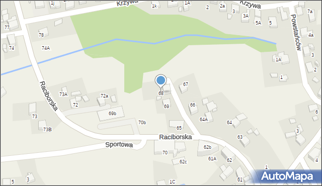 Rogów, Raciborska, 68, mapa Rogów