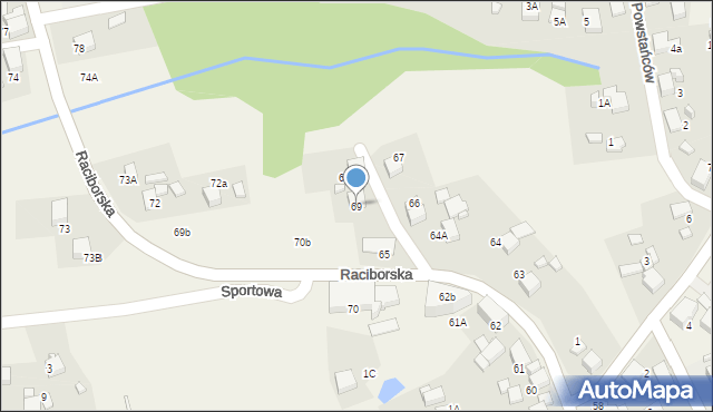 Rogów, Raciborska, 69, mapa Rogów