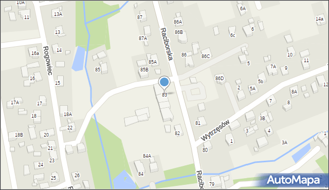 Rogów, Raciborska, 83, mapa Rogów