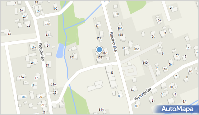 Rogów, Raciborska, 85B, mapa Rogów