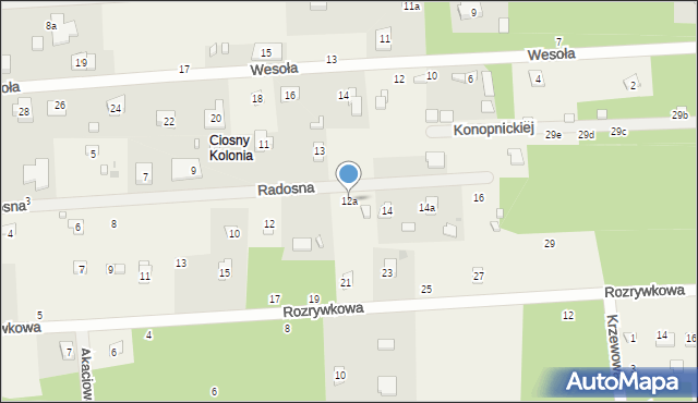 Rosanów, Radosna, 12a, mapa Rosanów