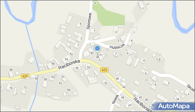 Ruda Kozielska, Raciborska, 48, mapa Ruda Kozielska