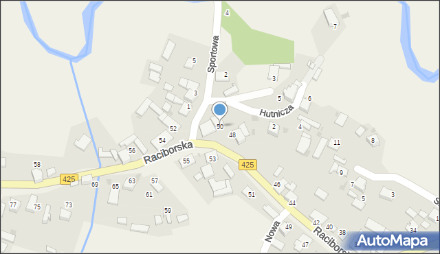 Ruda Kozielska, Raciborska, 50, mapa Ruda Kozielska