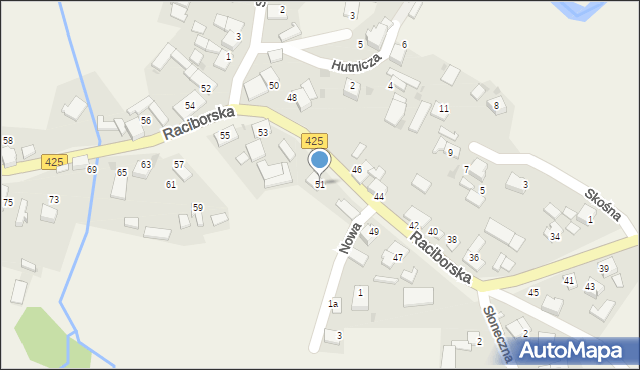 Ruda Kozielska, Raciborska, 51, mapa Ruda Kozielska