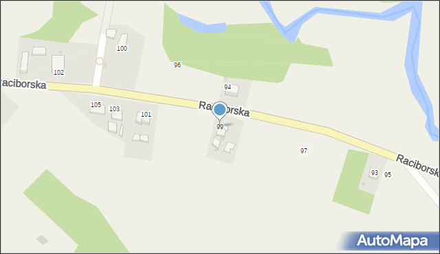 Ruda Kozielska, Raciborska, 99, mapa Ruda Kozielska