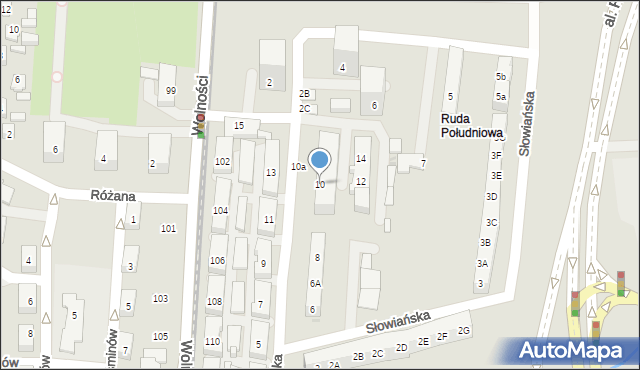 Ruda Śląska, Raciborska, 10, mapa Rudy Śląskiej