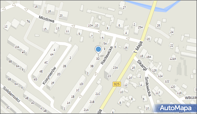 Ruda Śląska, Racławicka, 7, mapa Rudy Śląskiej