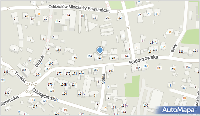 Ruda Śląska, Radoszowska, 148, mapa Rudy Śląskiej