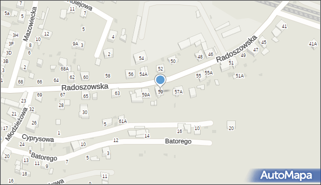 Ruda Śląska, Radoszowska, 59, mapa Rudy Śląskiej