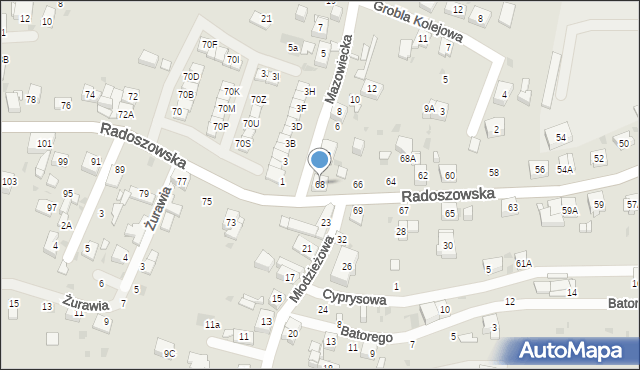 Ruda Śląska, Radoszowska, 68, mapa Rudy Śląskiej