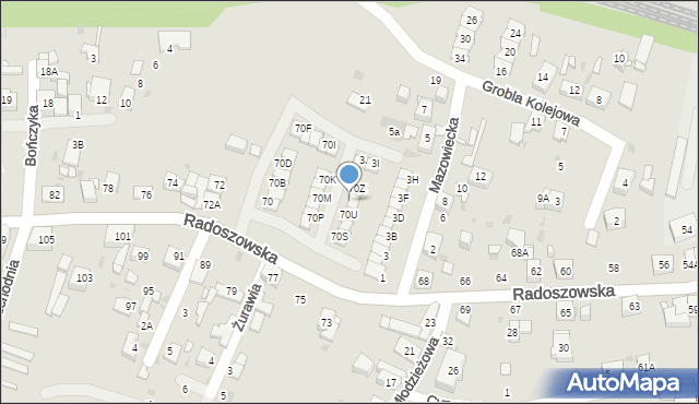 Ruda Śląska, Radoszowska, 70W, mapa Rudy Śląskiej