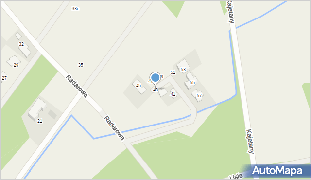 Rusiec, Radarowa, 43, mapa Rusiec