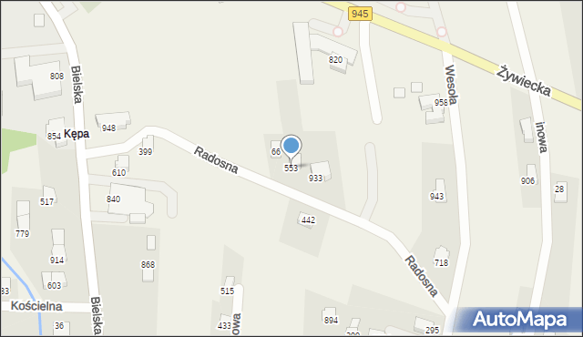 Rybarzowice, Radosna, 553, mapa Rybarzowice