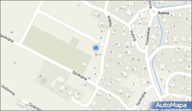 Rybna, Rajska, 5, mapa Rybna
