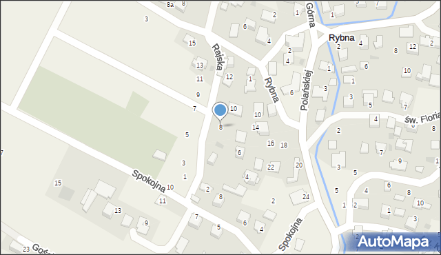Rybna, Rajska, 8, mapa Rybna