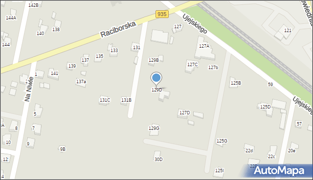 Rybnik, Raciborska, 129D, mapa Rybnika