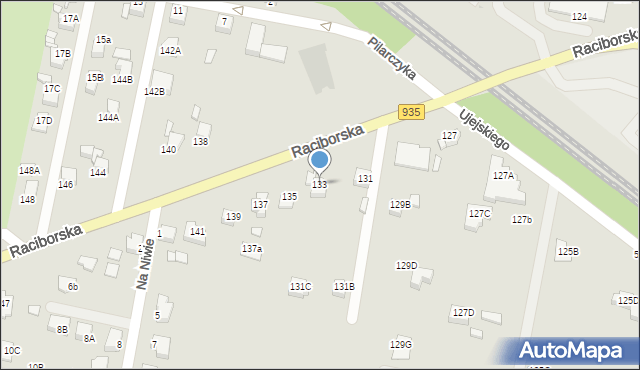 Rybnik, Raciborska, 133, mapa Rybnika