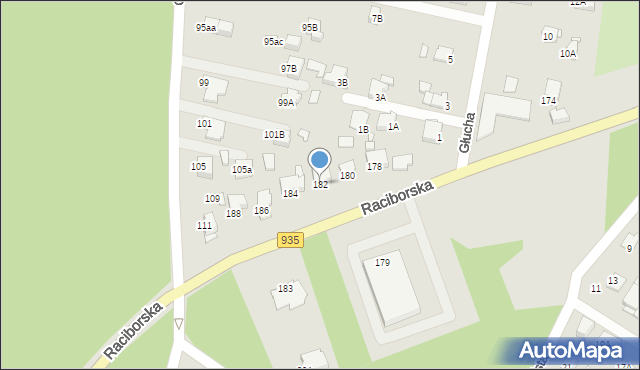 Rybnik, Raciborska, 182, mapa Rybnika