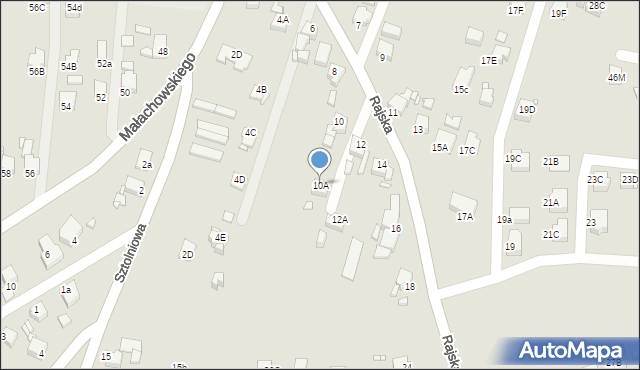 Rybnik, Rajska, 10A, mapa Rybnika