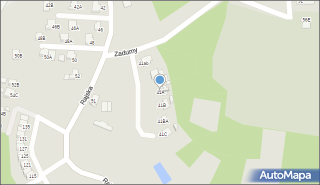 Rybnik, Rajska, 41A, mapa Rybnika