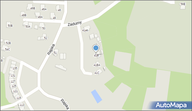 Rybnik, Rajska, 41B, mapa Rybnika