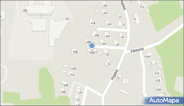 Rybnik, Rajska, 50A, mapa Rybnika