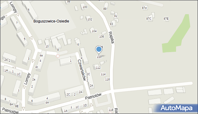 Rybnik, Rajska, 110, mapa Rybnika