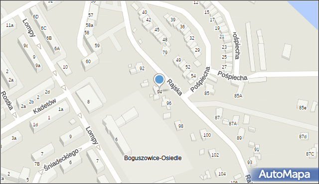 Rybnik, Rajska, 94, mapa Rybnika