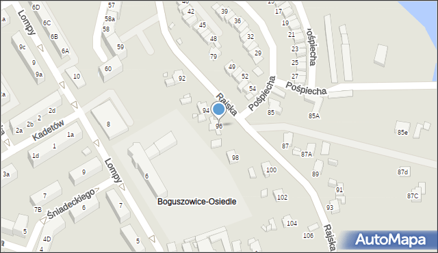 Rybnik, Rajska, 96, mapa Rybnika