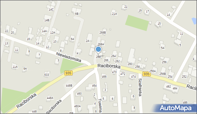 Rybnik, Raciborska, 268, mapa Rybnika