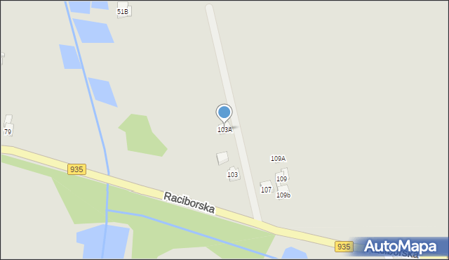 Rydułtowy, Raciborska, 103A, mapa Rydułtowy