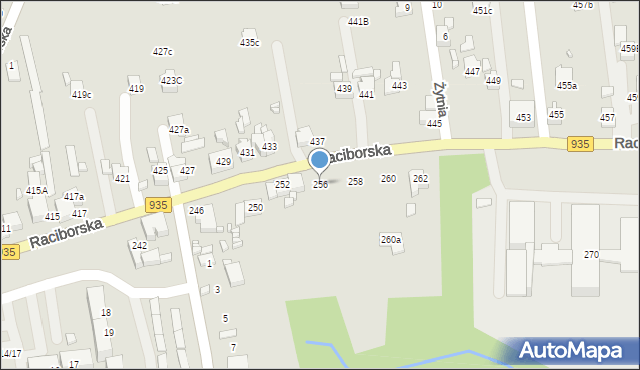 Rydułtowy, Raciborska, 256, mapa Rydułtowy