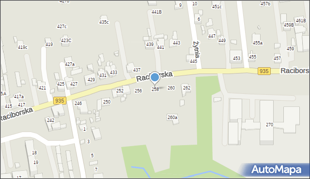 Rydułtowy, Raciborska, 258, mapa Rydułtowy