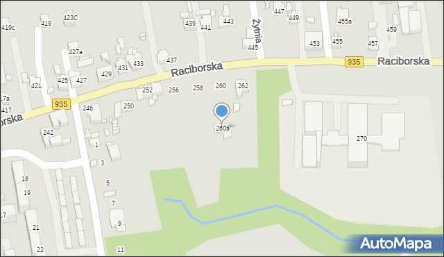 Rydułtowy, Raciborska, 260a, mapa Rydułtowy