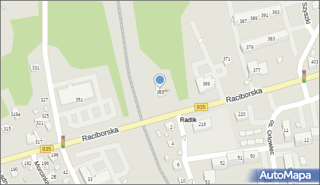 Rydułtowy, Raciborska, 363, mapa Rydułtowy