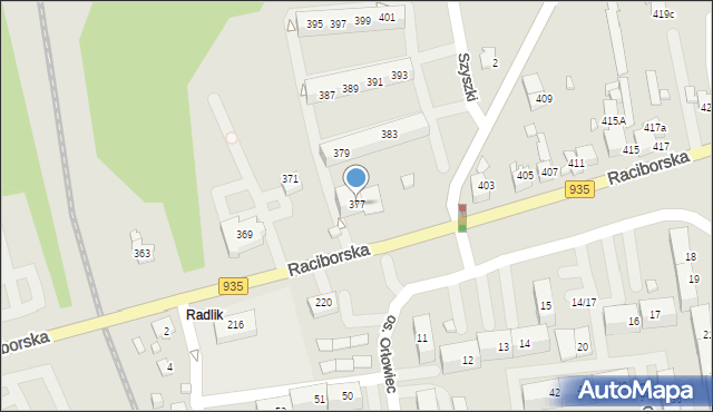 Rydułtowy, Raciborska, 377, mapa Rydułtowy