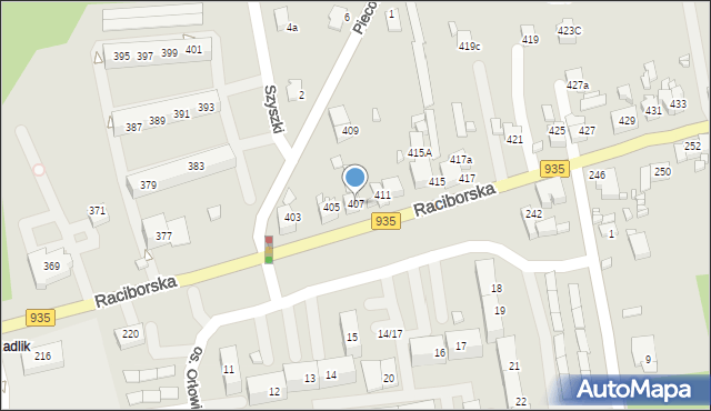 Rydułtowy, Raciborska, 407, mapa Rydułtowy