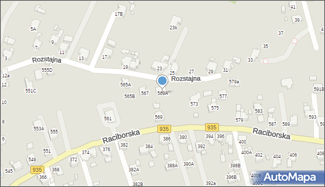 Rydułtowy, Raciborska, 569A, mapa Rydułtowy