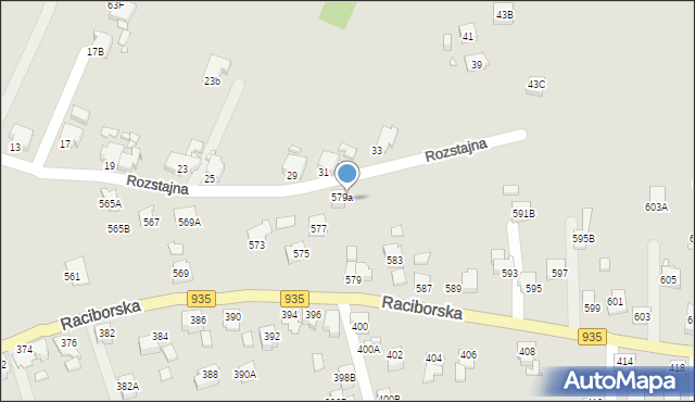 Rydułtowy, Raciborska, 581A, mapa Rydułtowy