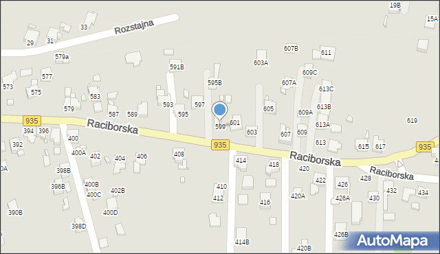 Rydułtowy, Raciborska, 599, mapa Rydułtowy