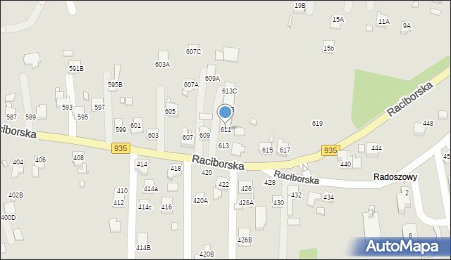 Rydułtowy, Raciborska, 611, mapa Rydułtowy