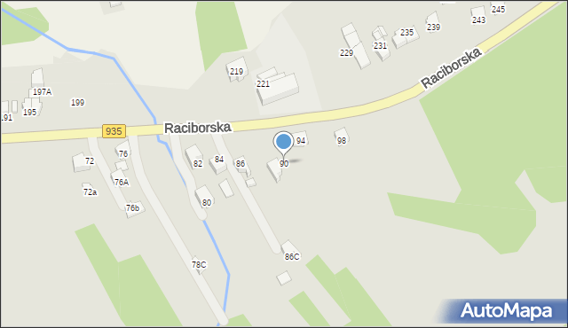 Rydułtowy, Raciborska, 90, mapa Rydułtowy