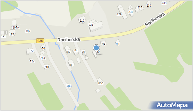 Rydułtowy, Raciborska, 92, mapa Rydułtowy