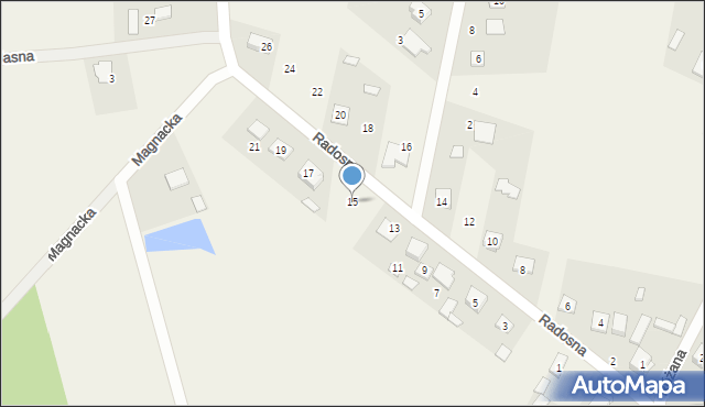 Rykoszyn, Radosna, 15, mapa Rykoszyn
