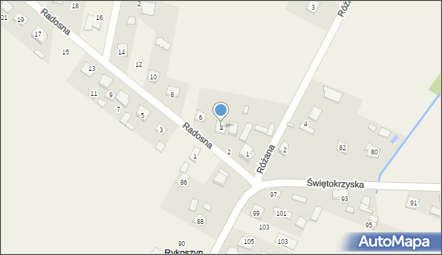 Rykoszyn, Radosna, 4, mapa Rykoszyn