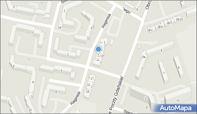 Rzeszów, Raginisa Władysława, mjr., 9, mapa Rzeszów