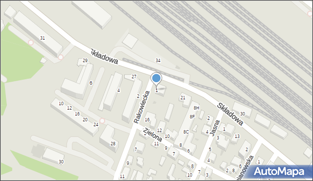 Siedlce, Rakowiecka, 1, mapa Siedlce